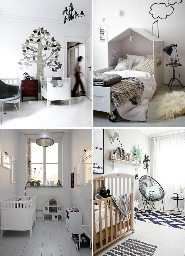 grey and white childrens bedroom